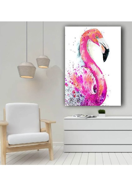 Pembe Flamingo Kanvası, Modern Büyük Boy Hayvan Duvar Posteri