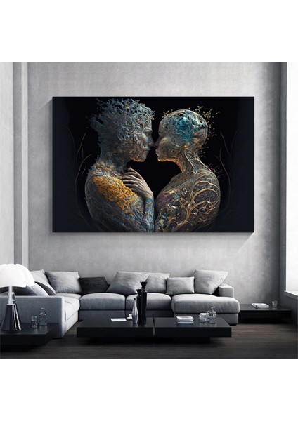 Aşka Dair: Iki Bedende Tek Ruh – Aşk Temalı Çift Kanvas Tablosu