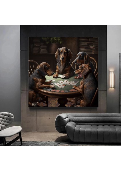 Özel Evcil Hayvan Portresi; Poker Oynayan Köpekler; Kişiye Özel Kanvas Sanatı; Poker Masasında Köpek modelleri
