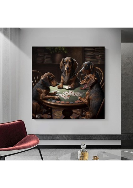 Özel Evcil Hayvan Portresi; Poker Oynayan Köpekler; Kişiye Özel Kanvas Sanatı; Poker Masasında Köpek fırsatları