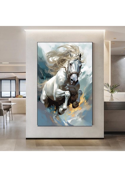 Beyaz At Kanvas Tablosu, Vahşi At Duvar Sanatı, At Kanvas Tablosu, Beyaz At Posteri fiyatları