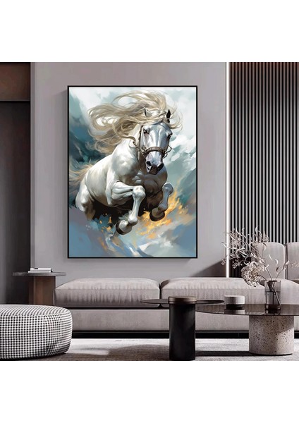Beyaz At Kanvas Tablosu, Vahşi At Duvar Sanatı, At Kanvas Tablosu, Beyaz At Posteri modelleri
