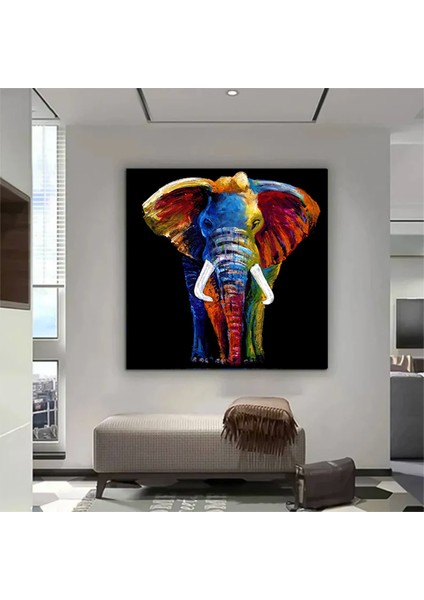 Soyut Renkli Fil Tablosu, Kanvas Baskı Duvar Sanatı, Oturma Odası ve Yatak Odası Duvar Dekoru fiyatları