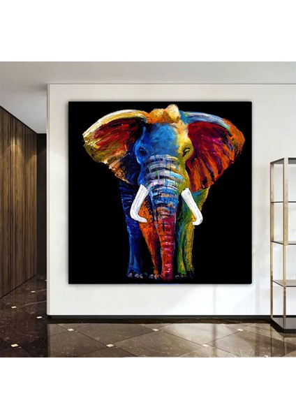 Soyut Renkli Fil Tablosu, Kanvas Baskı Duvar Sanatı, Oturma Odası ve Yatak Odası Duvar Dekoru modelleri