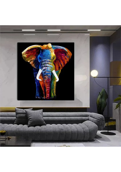 Soyut Renkli Fil Tablosu, Kanvas Baskı Duvar Sanatı, Oturma Odası ve Yatak Odası Duvar Dekoru fırsatları
