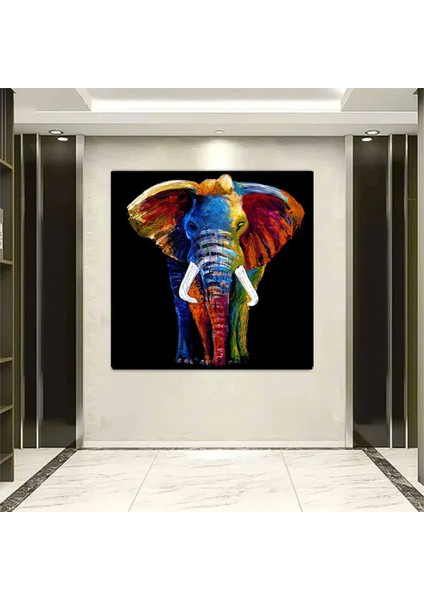 Soyut Renkli Fil Tablosu, Kanvas Baskı Duvar Sanatı, Oturma Odası ve Yatak Odası Duvar Dekoru indirimleri
