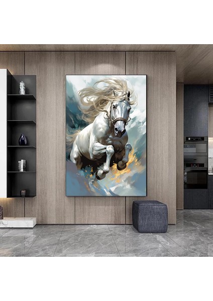 Beyaz At Kanvas Tablosu, Vahşi At Duvar Sanatı, At Kanvas Tablosu, Beyaz At Posteri indirimleri
