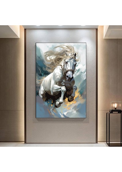 Beyaz At Kanvas Tablosu, Vahşi At Duvar Sanatı, At Kanvas Tablosu, Beyaz At Posteri
