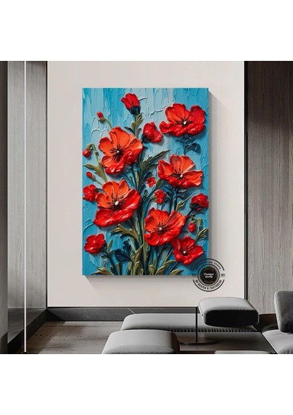 Renkli Lale Kanvas Tablosu, Renkli Çiçek Duvar Sanatı, Lale Sanatı, Renkli Baskı