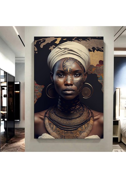 Modern Afrikalı Kadın Kanvas Tablo – Oturma Odası Dekoru; Etnik Kadın Sanatı; Afrikalı Kadın Baskısı modelleri