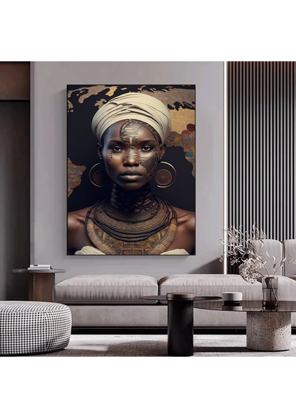 Modern Afrikalı Kadın Kanvas Tablo – Oturma Odası Dekoru; Etnik Kadın Sanatı; Afrikalı Kadın Baskısı fırsatları