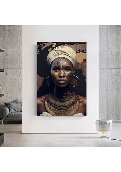 Modern Afrikalı Kadın Kanvas Tablo – Oturma Odası Dekoru; Etnik Kadın Sanatı; Afrikalı Kadın Baskısı indirimleri