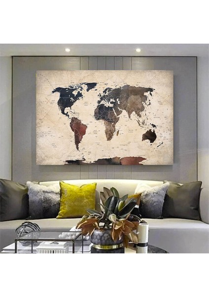 Dağınık Tarzda Dünya Haritası Kanvas Baskısı, Harita Posteri, Harita Duvar Sanatı fiyatları