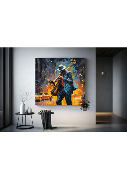 Saksafoncu Renkli Tablo Stili Kanvas Baskı; Caz Graffiti Sanatı; Caz Duvar Sanatı; Sokak Sanat Müzis indirimleri