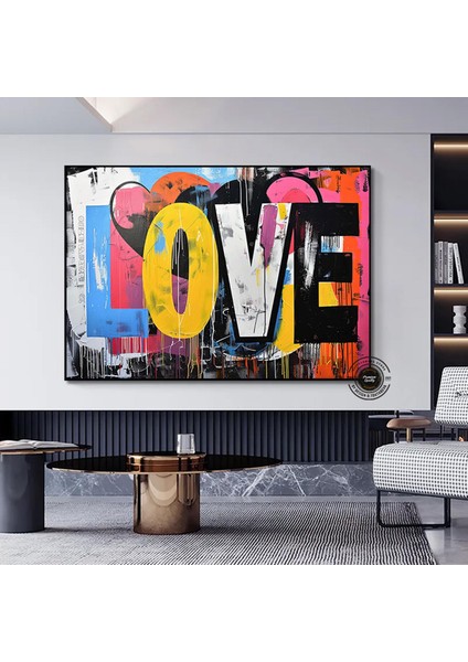 Banksy Graffiti Sokak Sanatı | Kalpli Graffiti Aşk | Banksy Kalp Boyası | Büyük Çok Renkli Duvar Sana