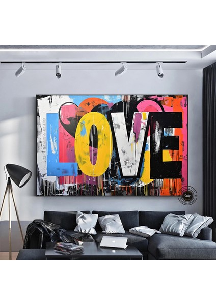 Banksy Graffiti Sokak Sanatı | Kalpli Graffiti Aşk | Banksy Kalp Boyası | Büyük Çok Renkli Duvar Sana modelleri