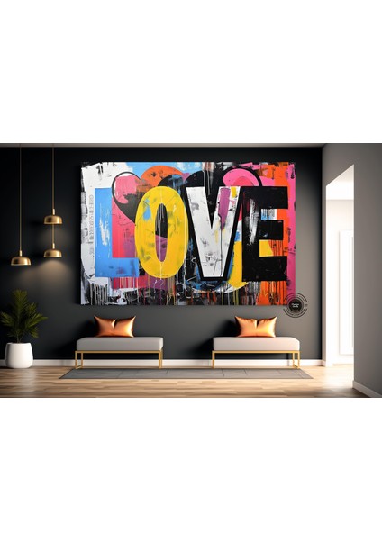 Banksy Graffiti Sokak Sanatı | Kalpli Graffiti Aşk | Banksy Kalp Boyası | Büyük Çok Renkli Duvar Sana fırsatları