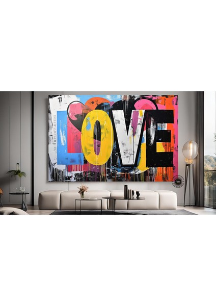 Banksy Graffiti Sokak Sanatı | Kalpli Graffiti Aşk | Banksy Kalp Boyası | Büyük Çok Renkli Duvar Sana