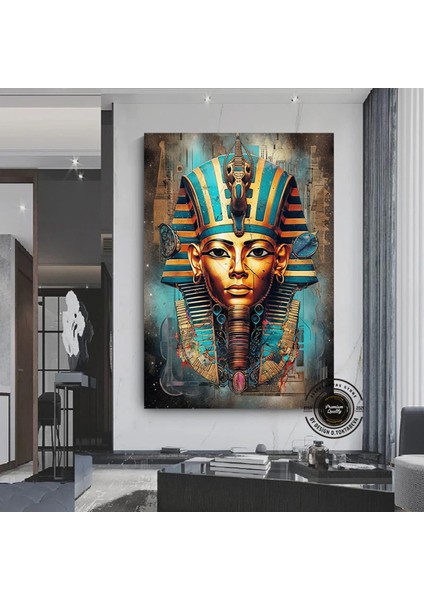 Tutankhamun Soyut Kanvas Baskı; Firavun Teması; Mısır Dekoru; Antik Mısır Sanatı; Dijital Baskı; Ev