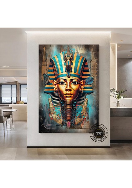 Tutankhamun Soyut Kanvas Baskı; Firavun Teması; Mısır Dekoru; Antik Mısır Sanatı; Dijital Baskı; Ev indirimleri