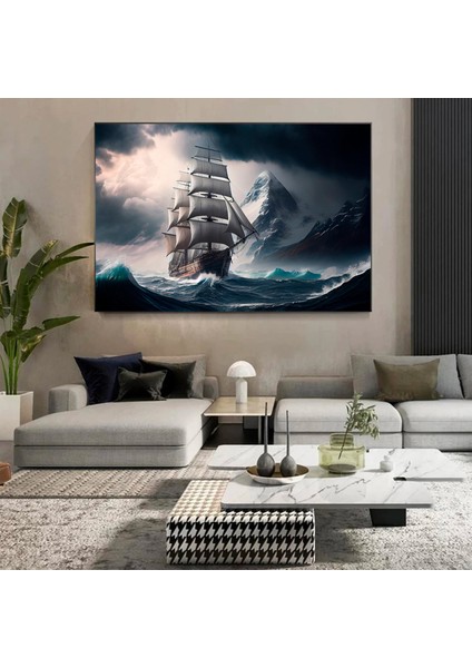 Yelkenli Gemi Kanvas Baskı, Modern Deniz Temalı Duvar Seti, Korsan Gemisi Tablosu fırsatları