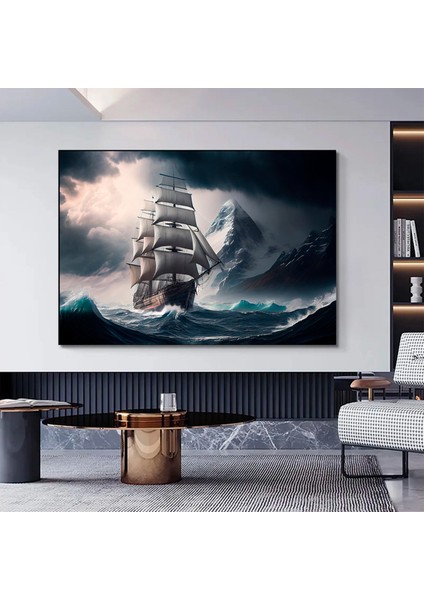 Yelkenli Gemi Kanvas Baskı, Modern Deniz Temalı Duvar Seti, Korsan Gemisi Tablosu