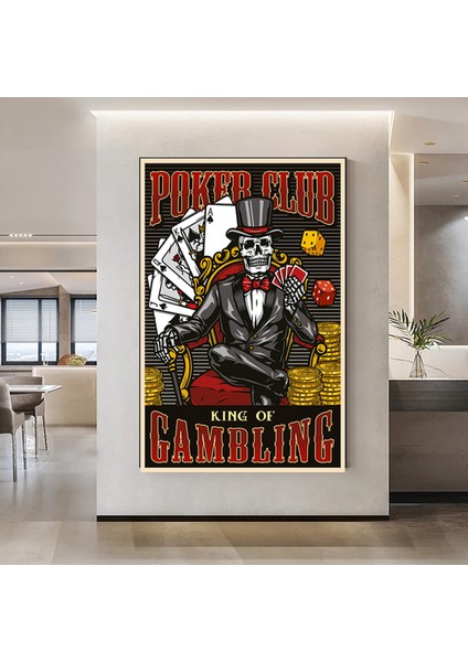Ölümcül Dörtlü – Iskelet Poker Duvar Sanatı; Iskelet Poker Oynayan Kanvas Baskı; Poker Kanvas Sanatı fiyatları