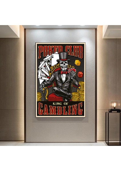 Ölümcül Dörtlü – Iskelet Poker Duvar Sanatı; Iskelet Poker Oynayan Kanvas Baskı; Poker Kanvas Sanatı