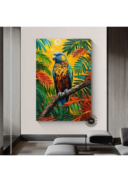 Papağan Soyut Sanat Çok Renkli Poster, Macaw, Macaw Baskısı, Papağan Resmi, Tropikal Duvar Sanatı