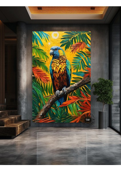 Papağan Soyut Sanat Çok Renkli Poster, Macaw, Macaw Baskısı, Papağan Resmi, Tropikal Duvar Sanatı fırsatları