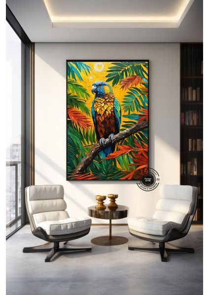 Papağan Soyut Sanat Çok Renkli Poster, Macaw, Macaw Baskısı, Papağan Resmi, Tropikal Duvar Sanatı indirimleri
