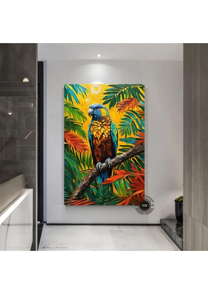 Papağan Soyut Sanat Çok Renkli Poster, Macaw, Macaw Baskısı, Papağan Resmi, Tropikal Duvar Sanatı