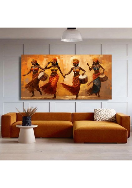 Renkli Afrikalı Kızlar ve Müzisyenler Kanvas – Etnik Müzik ve Dans Teması; Afrikalı Kızlar Stili fiyatları