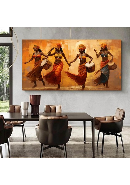 Renkli Afrikalı Kızlar ve Müzisyenler Kanvas – Etnik Müzik ve Dans Teması; Afrikalı Kızlar Stili indirimleri