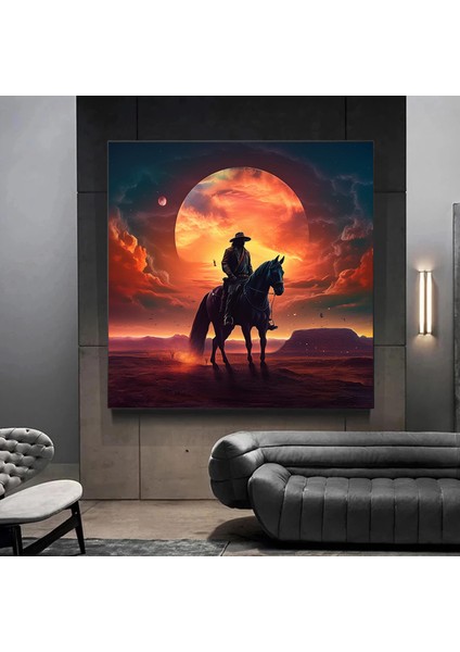 Kovboy Duvar Dekoru; Vahşi Atlar Kanvası; Batı Temalı Ev Dekoru modelleri