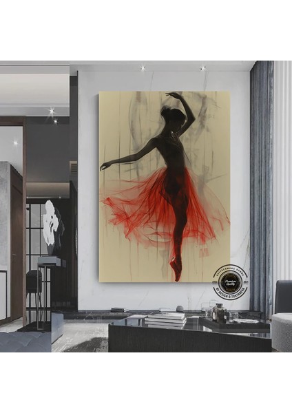 Modern Bale Kanvas Tablosu – Soyut Balerin Baskısı; Dans & Kadın; Ev Hediyesi