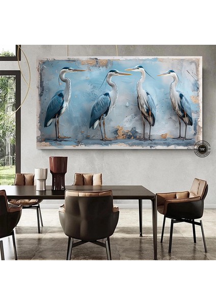 Mavi Balıkçıl Duvar Sanatı; Soyut Balıkçıl Baskısı; Kıyı Kuşu; Çok Renkli fiyatları