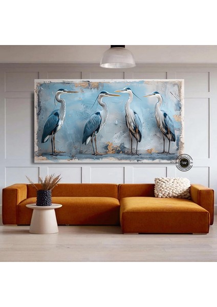 Mavi Balıkçıl Duvar Sanatı; Soyut Balıkçıl Baskısı; Kıyı Kuşu; Çok Renkli modelleri