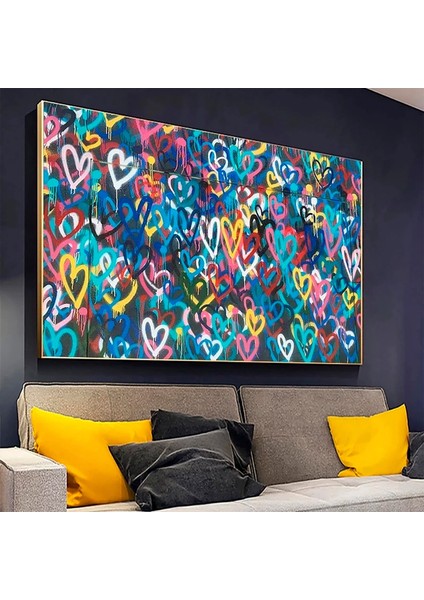 Banksy Graffiti Sanatı Sokak | Kalpler; Graffiti Duvar Sanatı Posteri; Banksy Kalpler; Büyük Çerçeve