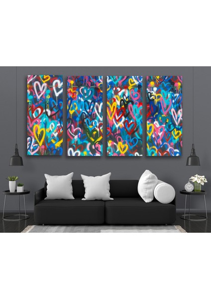 Banksy Graffiti Sanatı Sokak | Kalpler; Graffiti Duvar Sanatı Posteri; Banksy Kalpler; Büyük Çerçeve