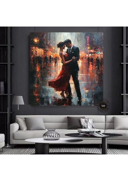 Tango Dans Eden Çift Kanvas; Aşk Tablosu; Asmaya Hazır