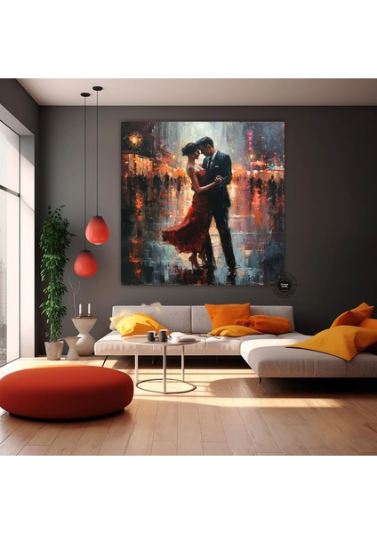 Tango Dans Eden Çift Kanvas; Aşk Tablosu; Asmaya Hazır