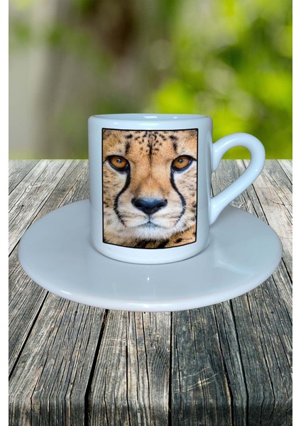 Panter Baskılı Türk Kahvesi Fincanı Tabaklı Kişiselleştirilebilir Model 4