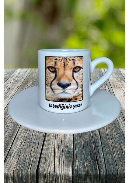 Panter Baskılı Türk Kahvesi Fincanı Tabaklı Kişiselleştirilebilir Model 4 fiyatları
