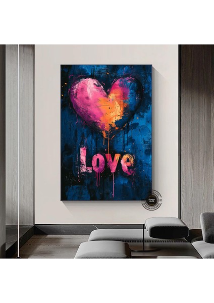 Banksy Tarzı Kalpli Graffiti Duvar Sanatı – Sokak Sanatı Poster Seti (Asmaya Hazır)