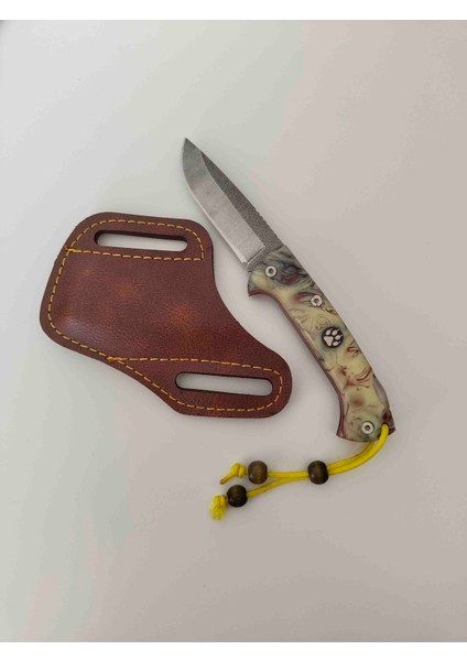 El Yapımı Kilit Mekanizmalı N690 Çelik Epoksi Kabze Çakı (Deri Kılıf Hediyeli)