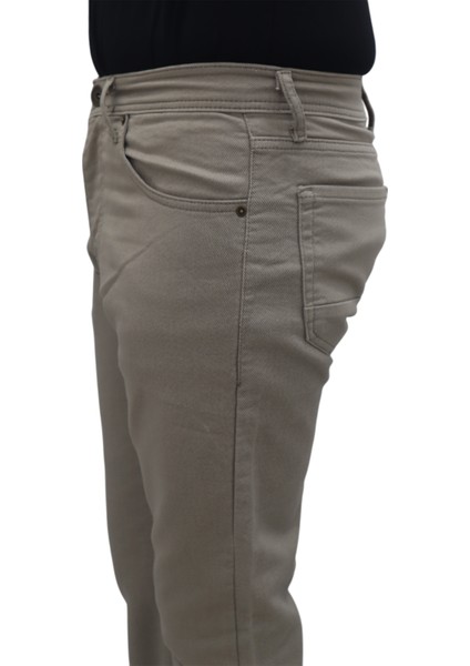 Fistan Store Erkek Koyu Bej Yüksek Bel Rahat Kesim Boru Paça Büyük Beden Jean Pantolon modelleri