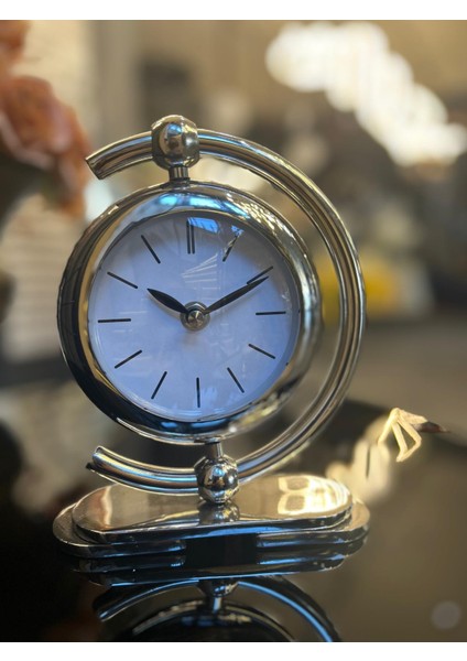 Masa Saati Evdema Vitale Sılver Metal C Saat 5*15*18 cm AK.IV0304