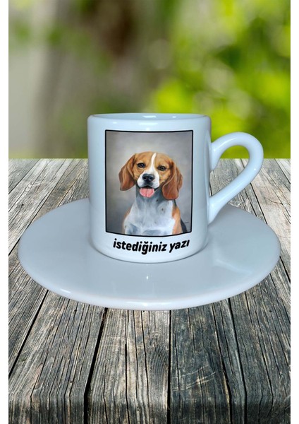 Beagle Köpek Baskılı Türk Kahvesi Fincanı Tabaklı Kişiye Özel Model 6 fiyatları