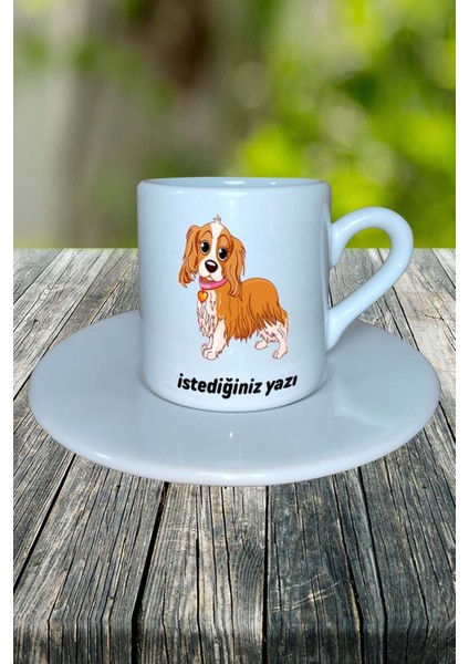 Cocker Spaniel Köpek Baskılı Türk Kahvesi Fincanı Tabaklı Kişiye Özel Model 7 fiyatları